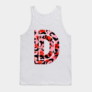 Abstract Letter D Watercolour Leopard Print Alphabet Red Tank Top